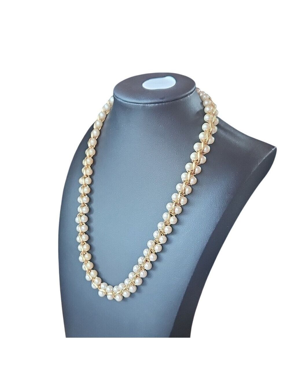 Napier Pearl Necklace Gold Tone Chain Double Strand Statement Elegant Jewelry